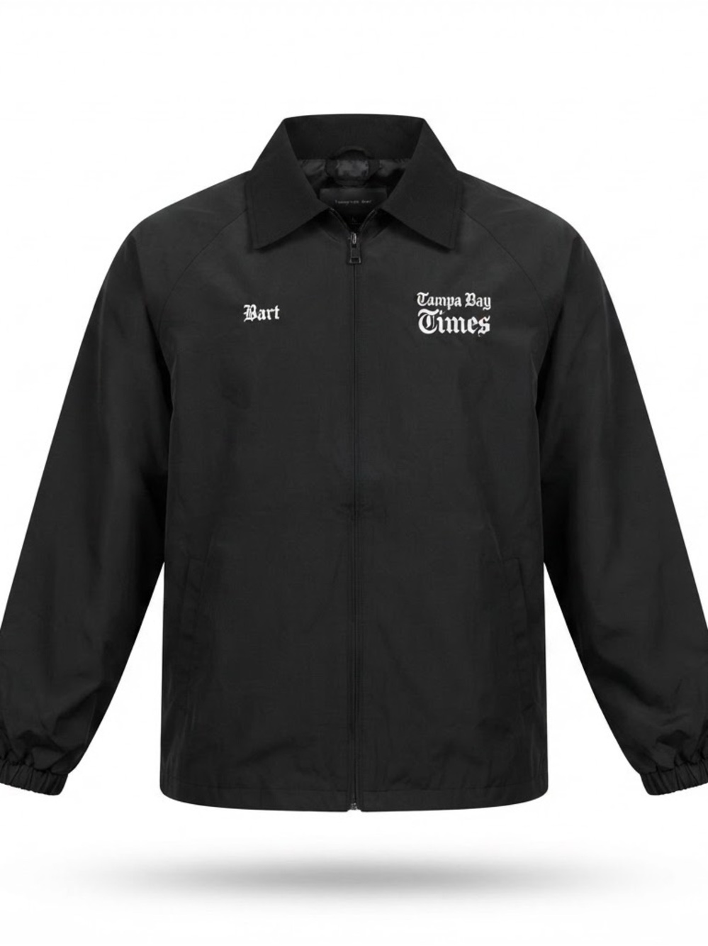 Perry Ellis Black Zip-Front Tampa Bay Times Windbreaker
